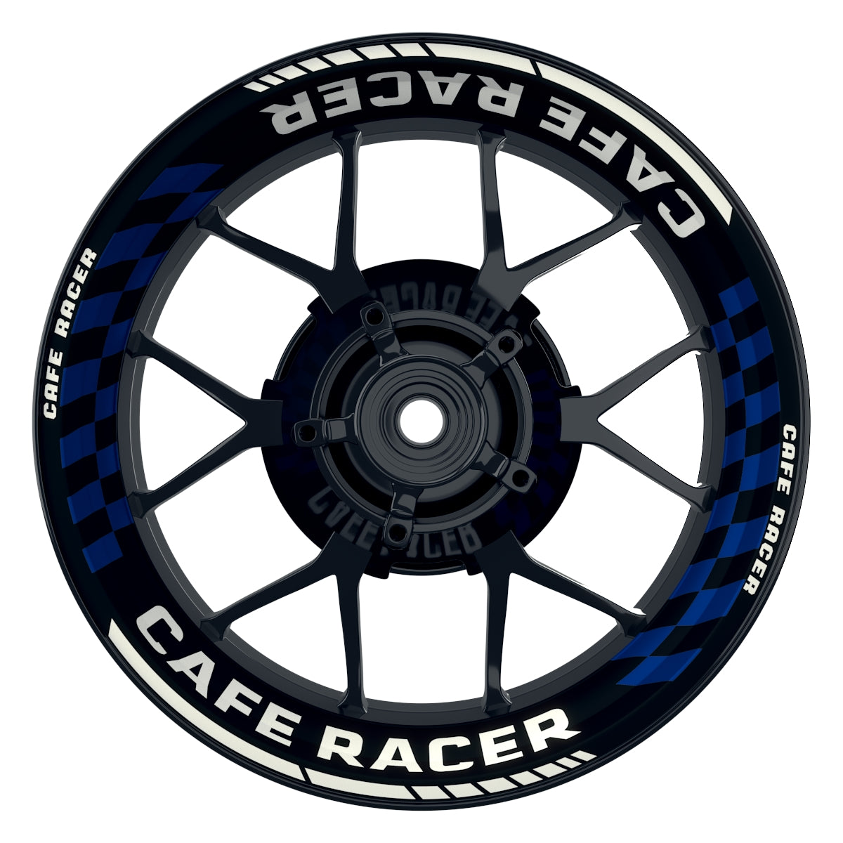 Felgenaufkleber Cafe Racer Premium Design Grid B blau