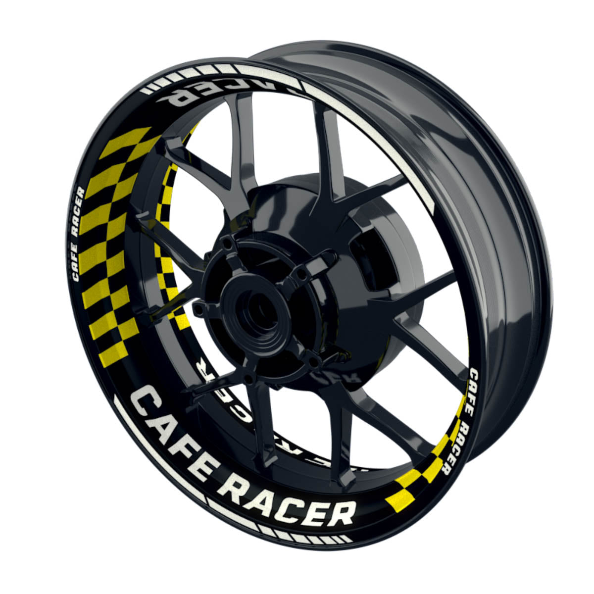 Felgenaufkleber Cafe Racer Premium Design Grid B gelb