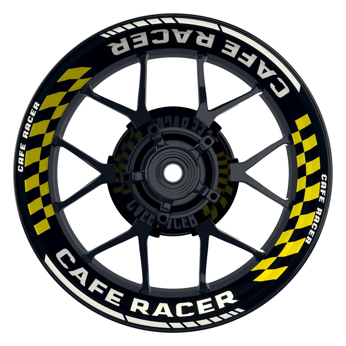 Felgenaufkleber Cafe Racer Premium Design Grid B gelb