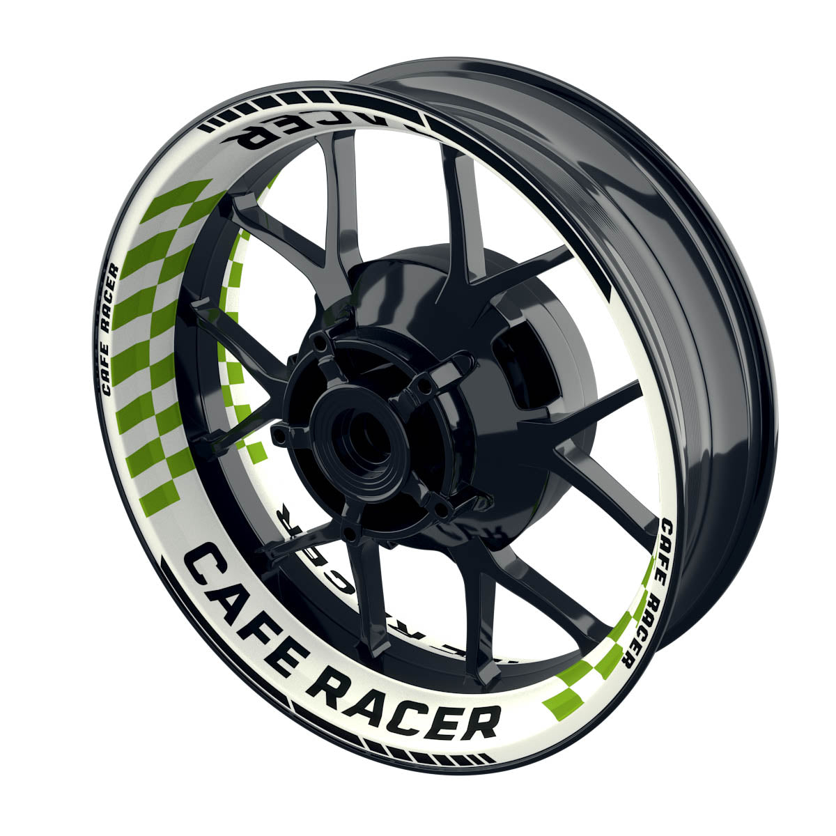 Felgenaufkleber Cafe Racer Premium Design Grid W grün