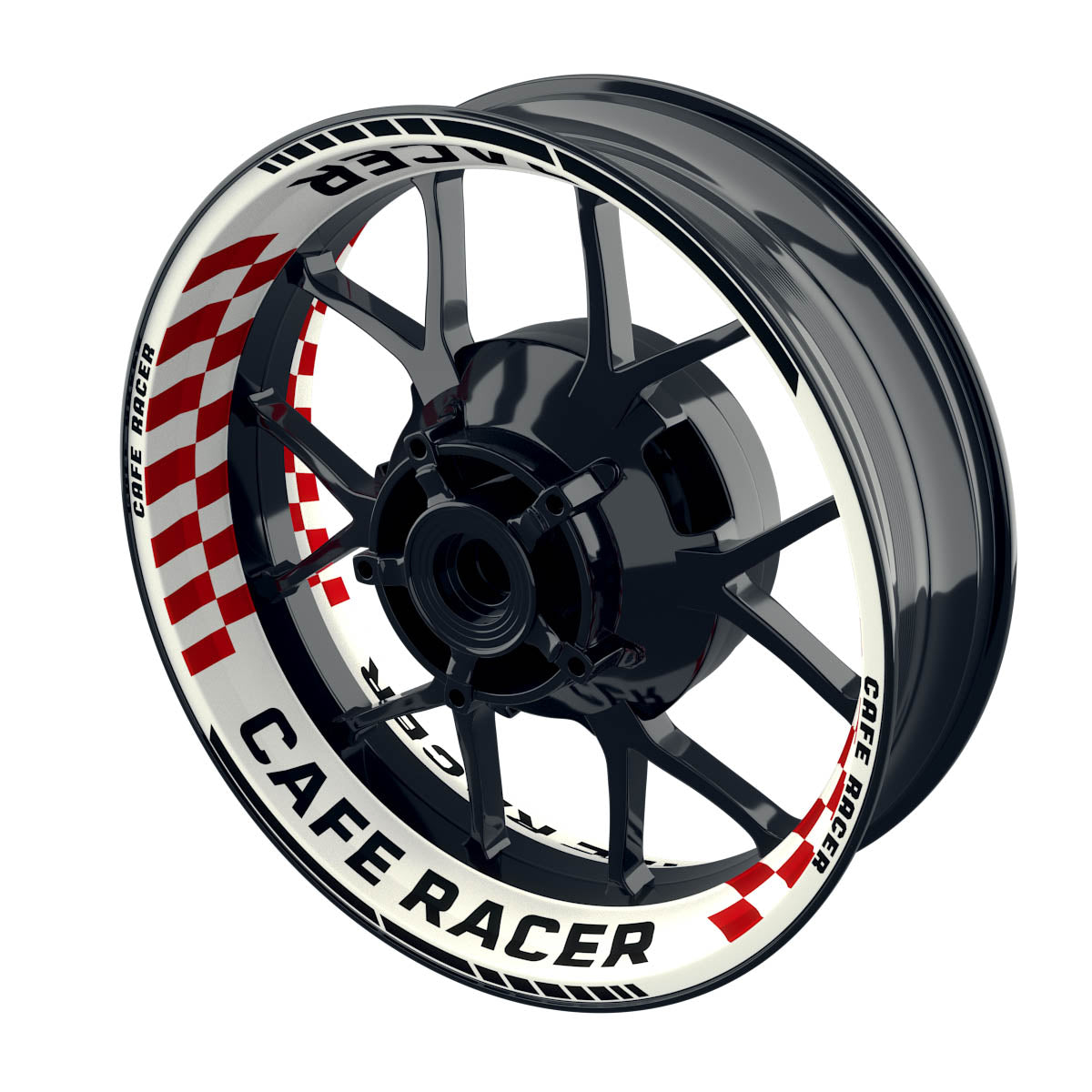 Felgenaufkleber Cafe Racer Premium Design Grid W rot