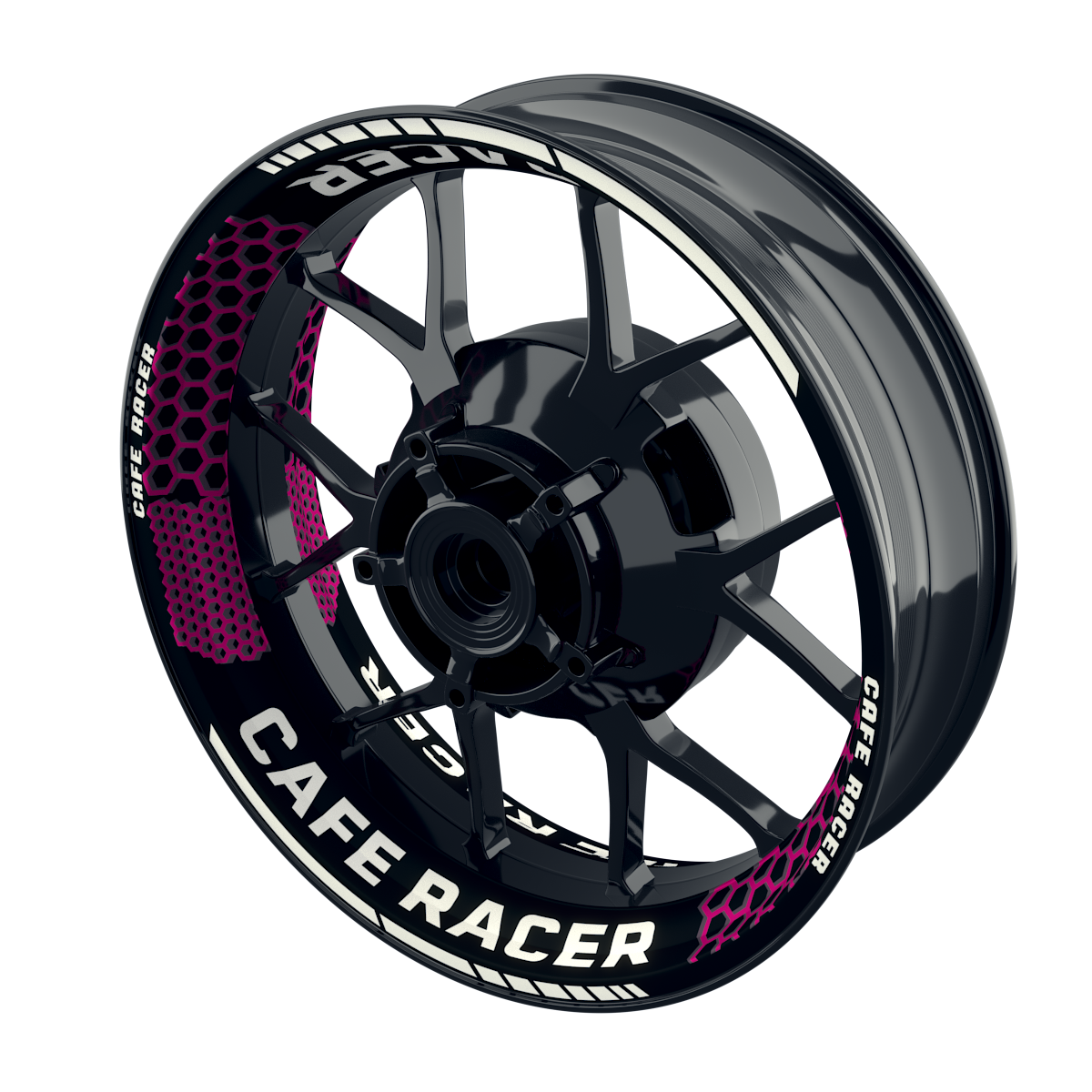 Felgenaufkleber Cafe Racer Premium Design Hexagon B pink