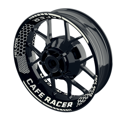 Felgenaufkleber Cafe Racer Premium Design Hexagon B weiss