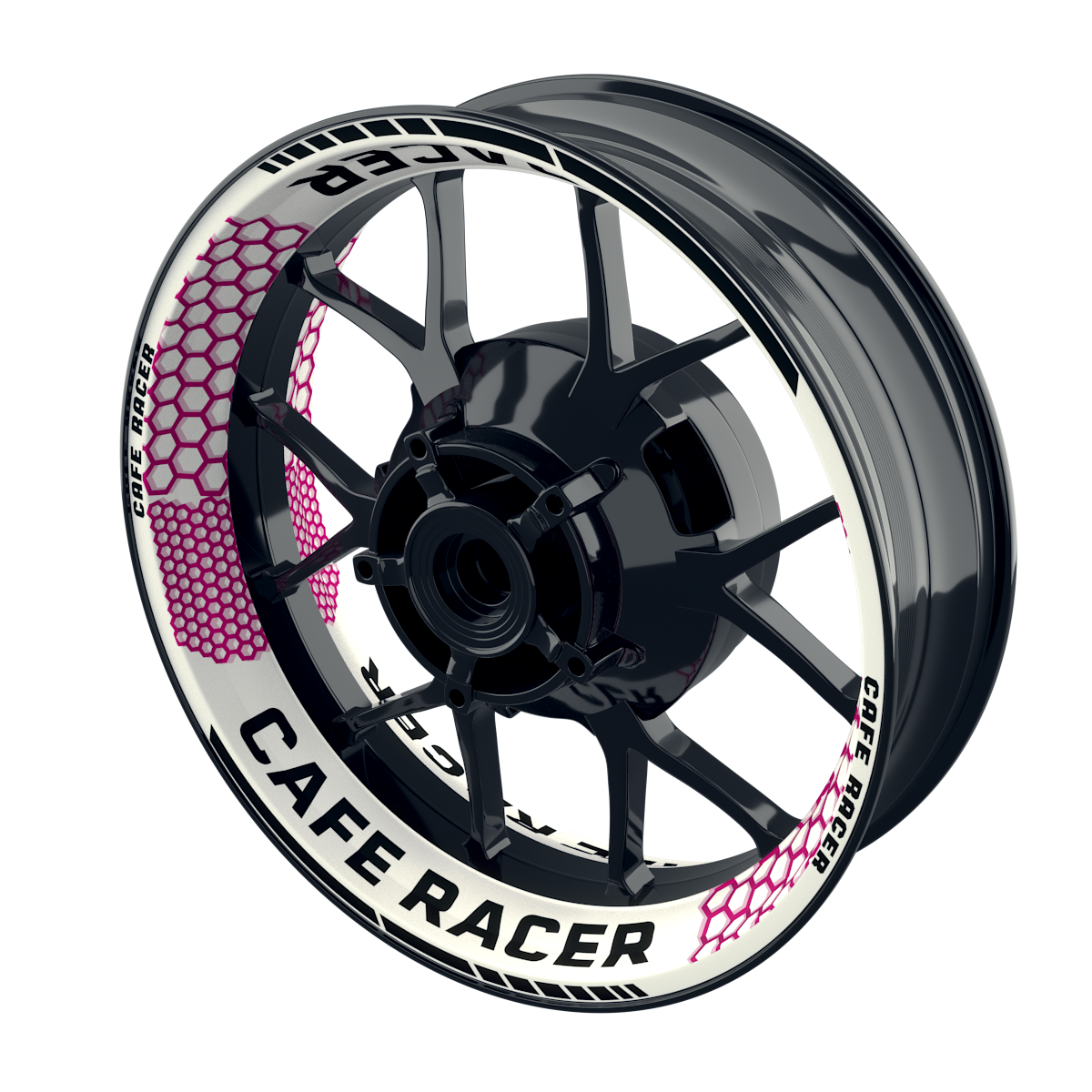 Felgenaufkleber Cafe Racer Premium Design Hexagon W pink