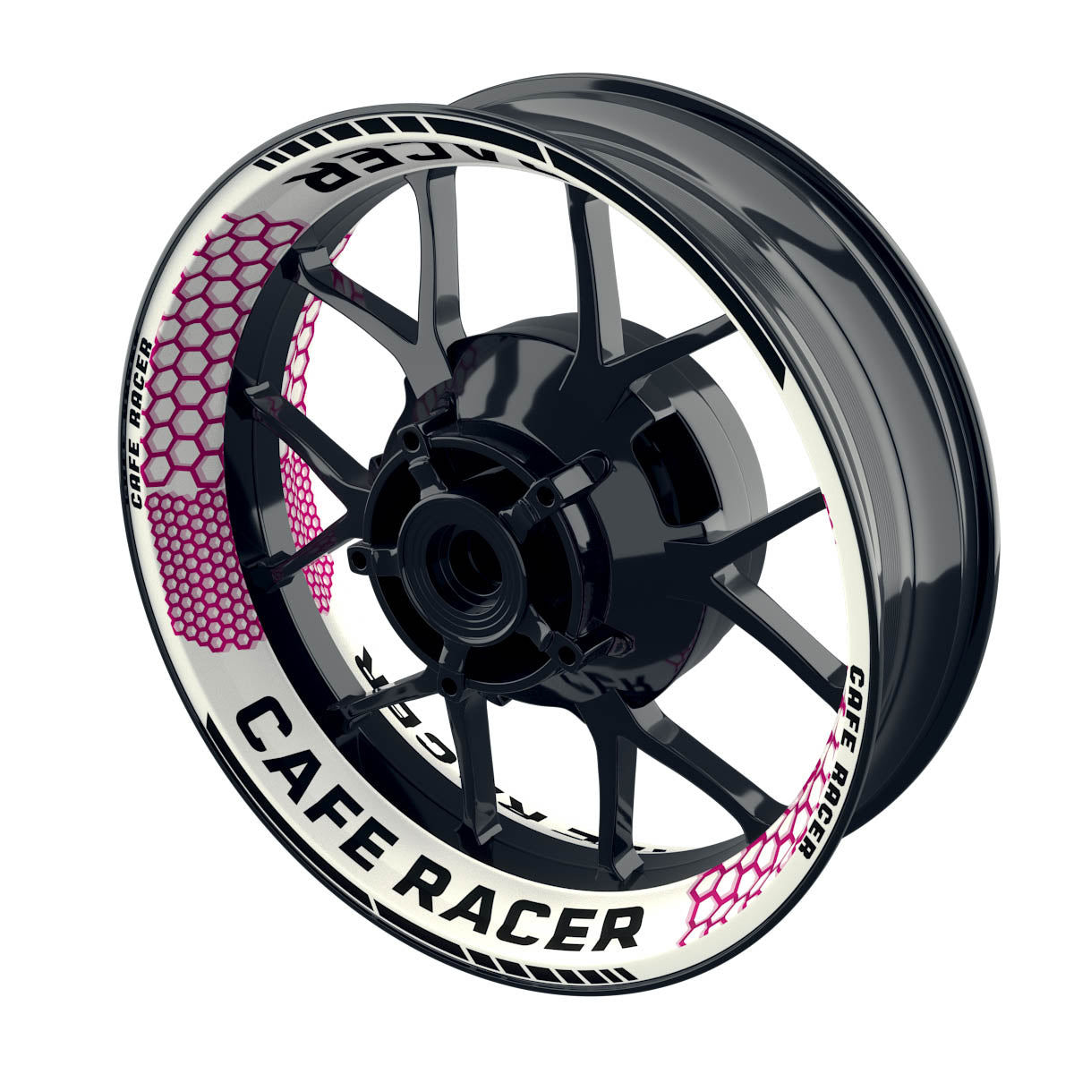 Felgenaufkleber Cafe Racer Premium Design Hexagon W pink
