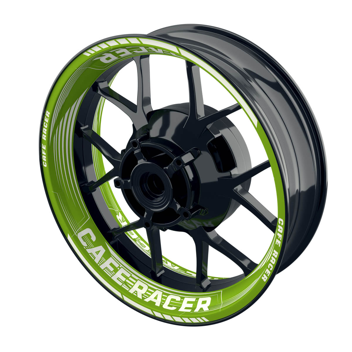 Felgenaufkleber Cafe racer Premium Design Saw B grün