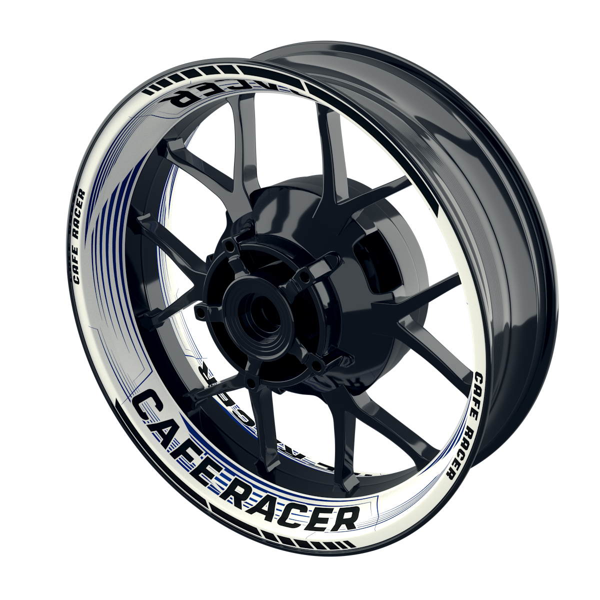 Felgenaufkleber Cafe racer Premium Design Saw W blau