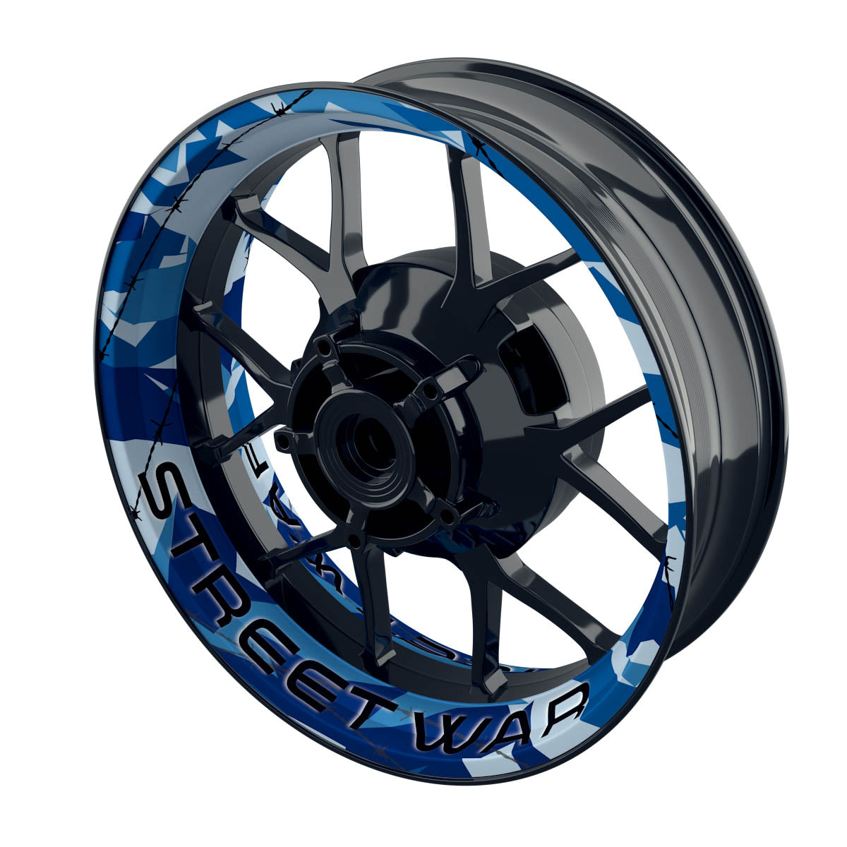Felgenaufkleber Camouflage Blue eckig Streetwar Premium keine