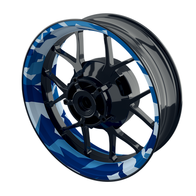 Felgenaufkleber Camouflage Blue eckig clean Premium keine