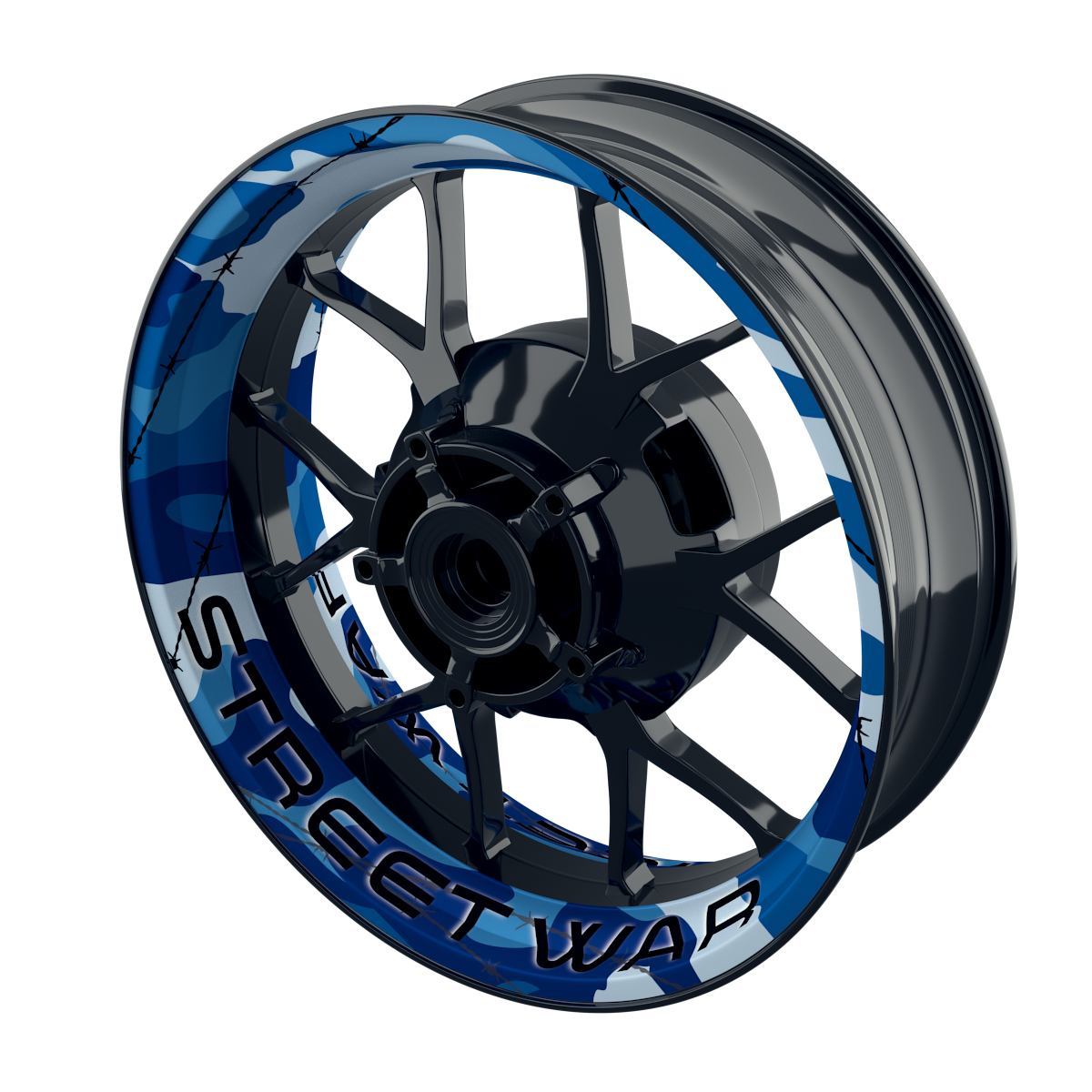 Felgenaufkleber Camouflage Blue rund Streetwar Premium keine