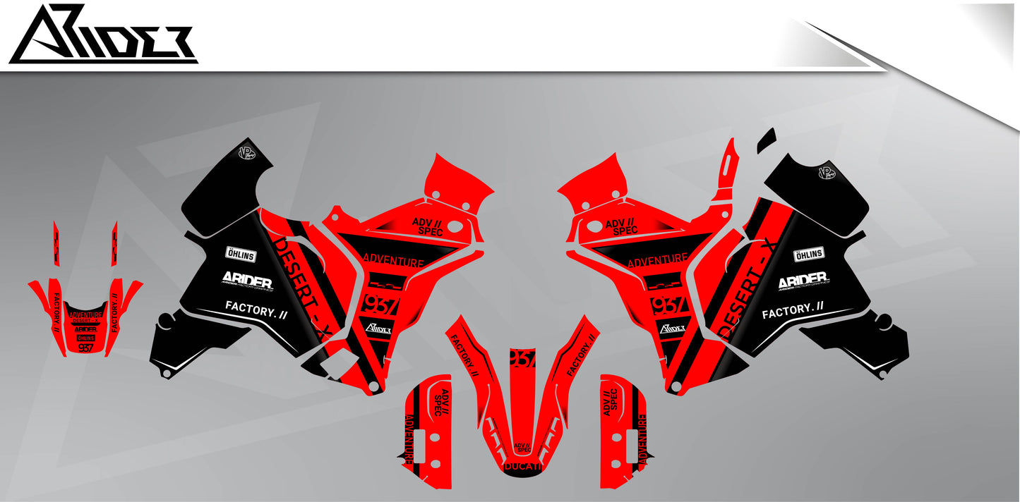 Graphics Kit suitable for Ducati DesertX Rally - Adventure Edition