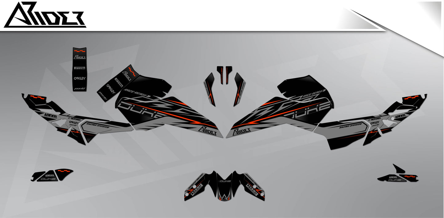 Graphics Kit suitable for KTM Duke 125 - Phase Edition