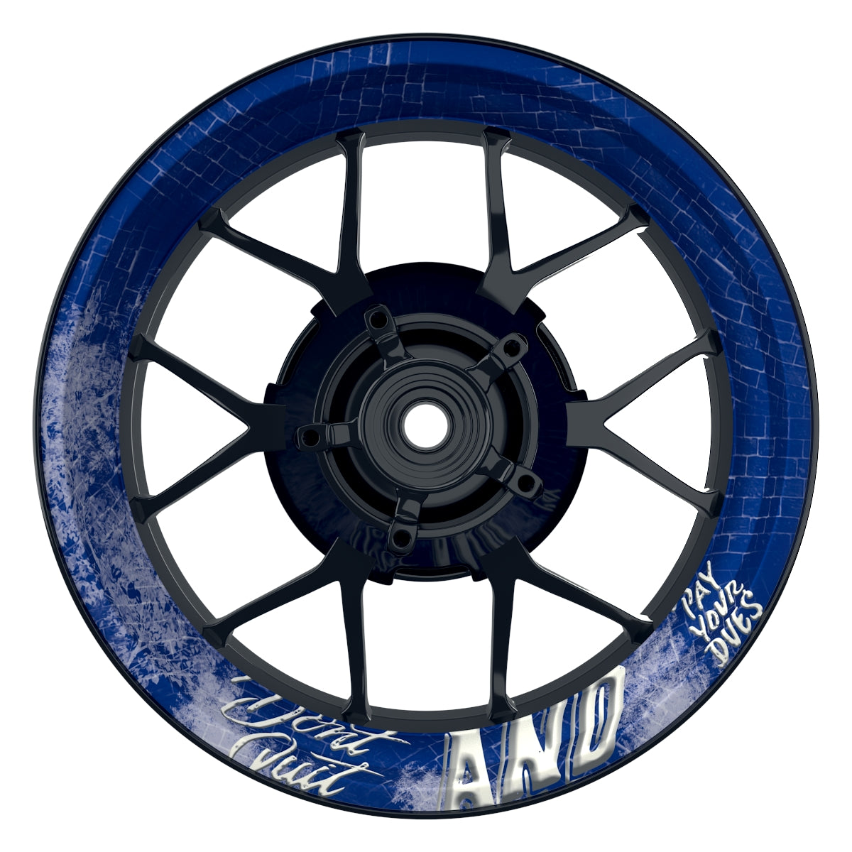 Felgenaufkleber Dontquit weiss Wheelsticker Premium geteilt blau