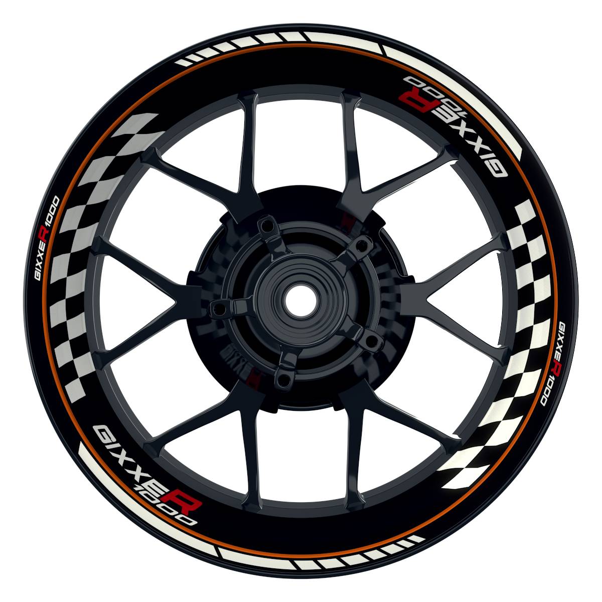 Suzuki GSXR 1000 Felgenaufkleber Gixxer 1000 Grid Wheelsticker Premium orange
