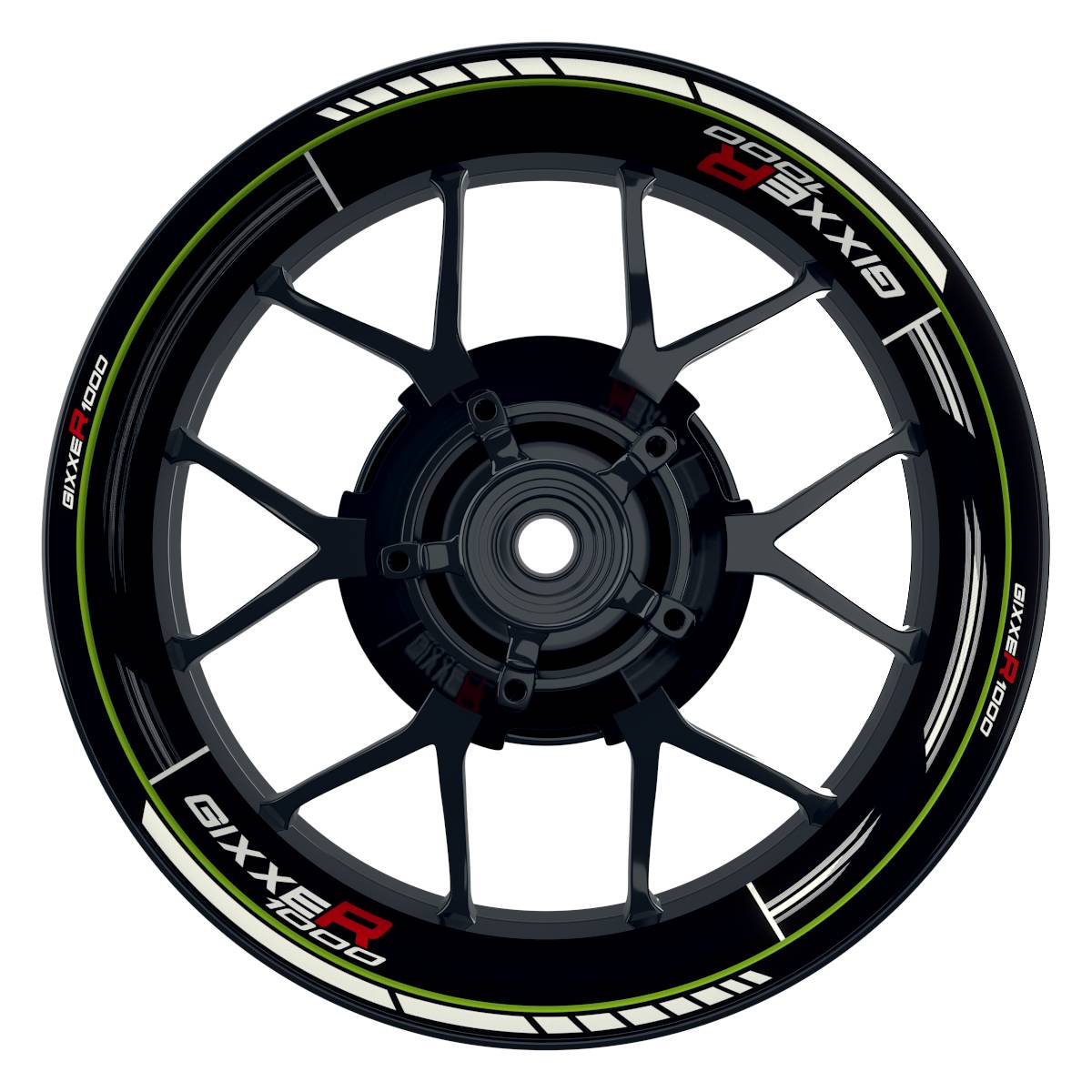Suzuki GSXR 1000 Felgenaufkleber Gixxer 1000 Scratched Wheelsticker Premium grün