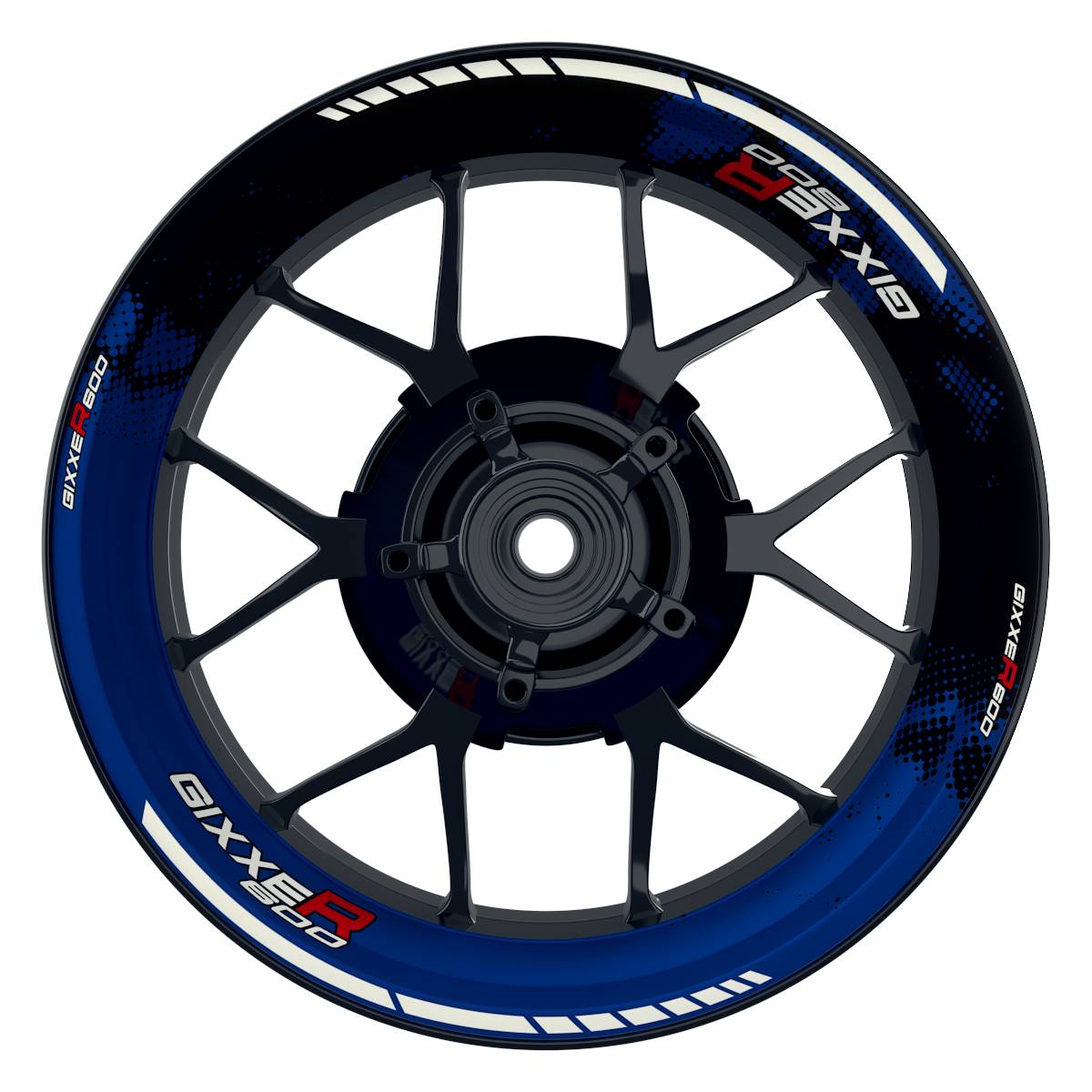 Suzuki GSXR 600 Felgenaufkleber GIXXER 600 DOTS Wheelsticker Premium blau