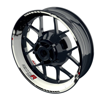 Suzuki GSXR 600 Felgenaufkleber GIXXER 600 DOTS Wheelsticker Premium weiss
