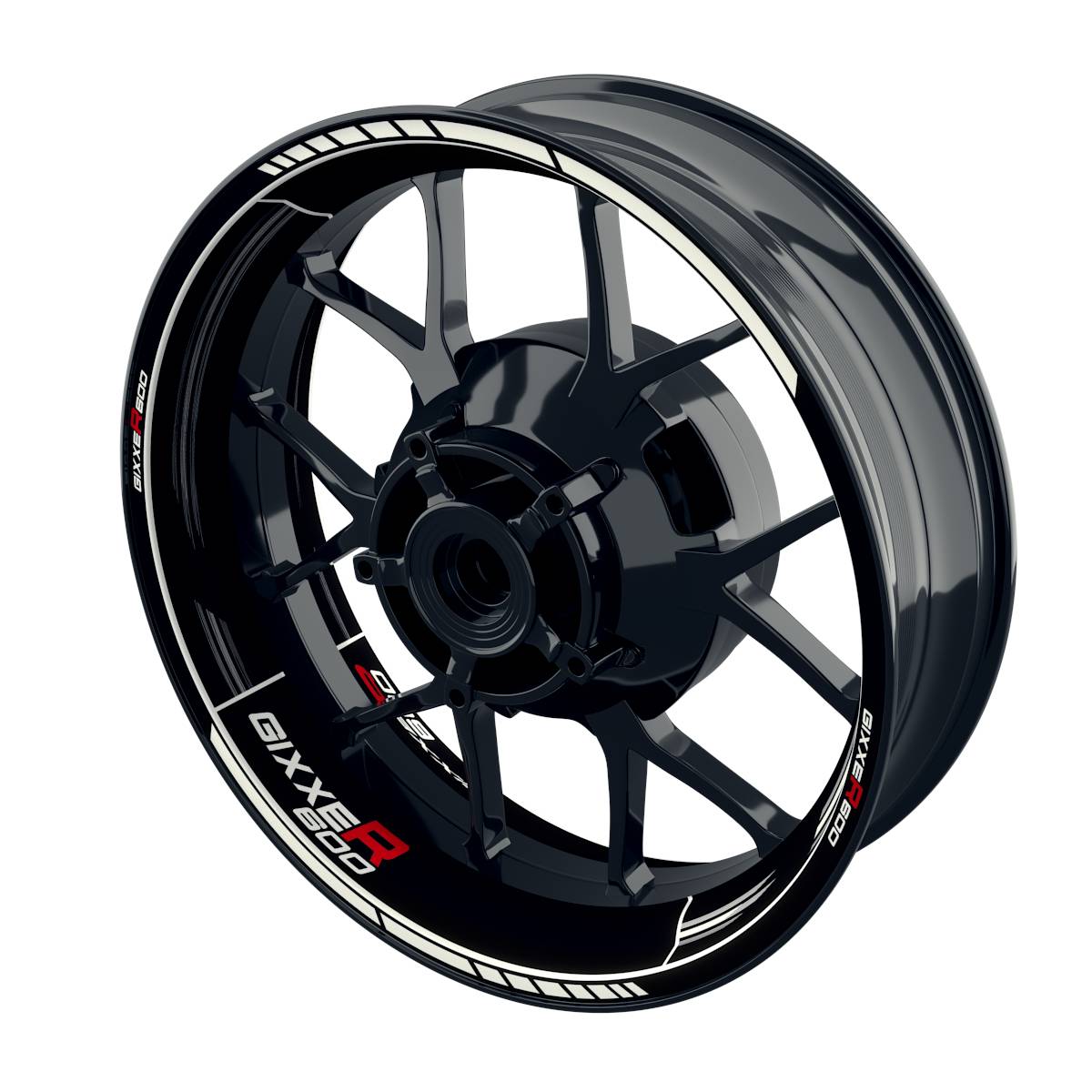 Suzuki GSXR 600 Felgenaufkleber GIXXER 600 Scratched Wheelsticker Premium weiss