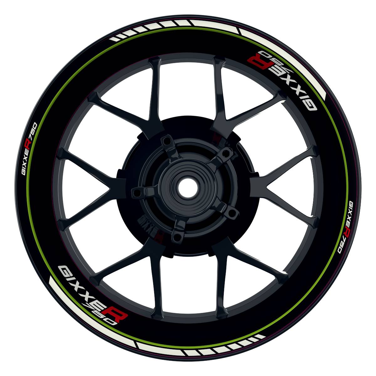Suzuki GSXR 750 Felgenaufkleber GIXXER 750 Clean Wheelsticker Premium grün