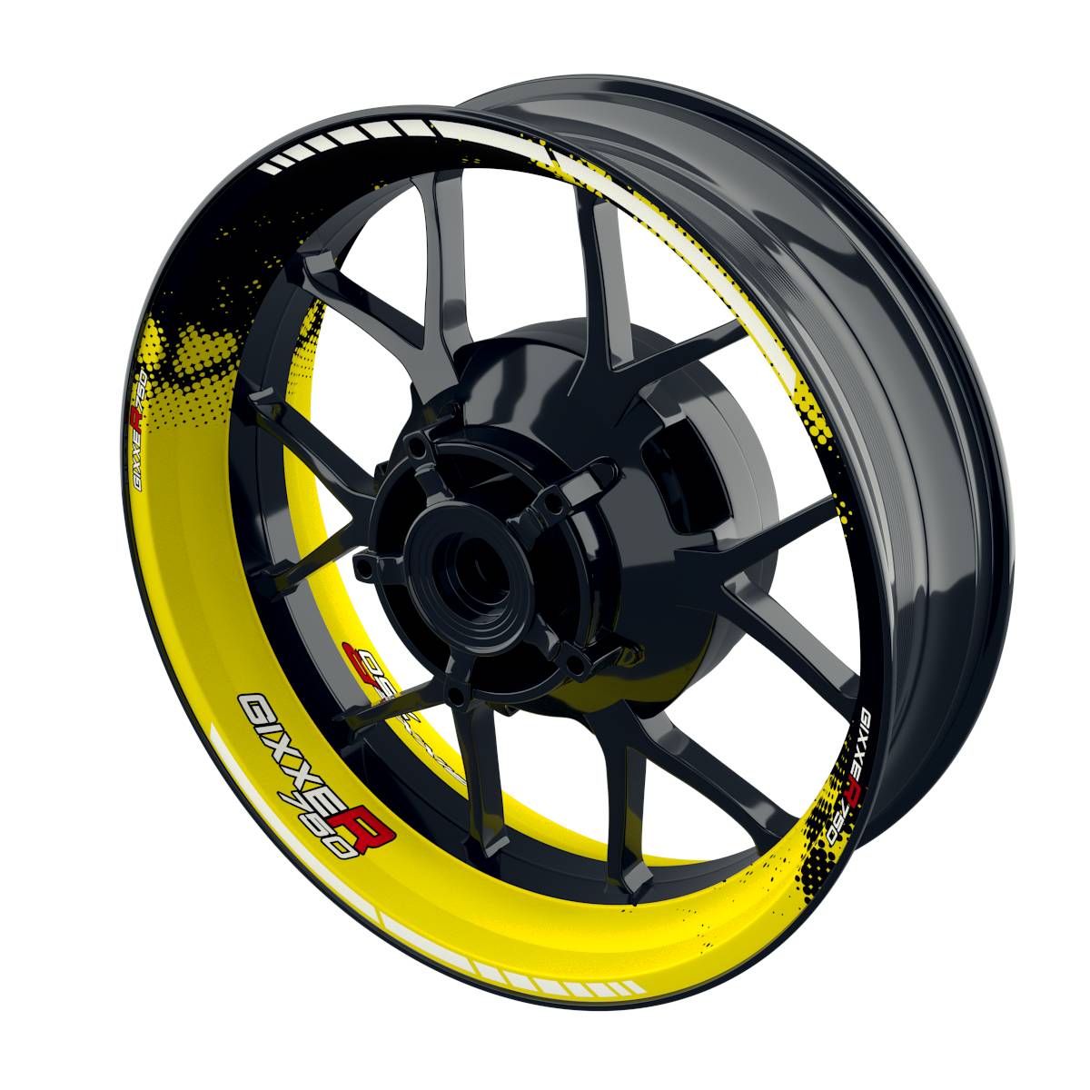 Suzuki GSXR 750 Felgenaufkleber GIXXER 750 DOTS Wheelsticker Premium gelb