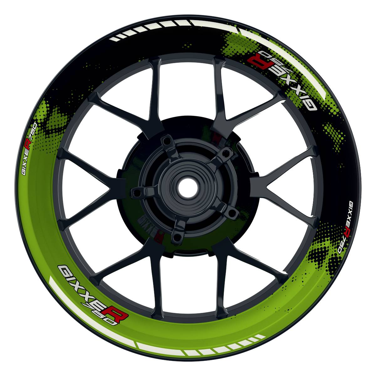 Suzuki GSXR 750 Felgenaufkleber GIXXER 750 DOTS Wheelsticker Premium grün