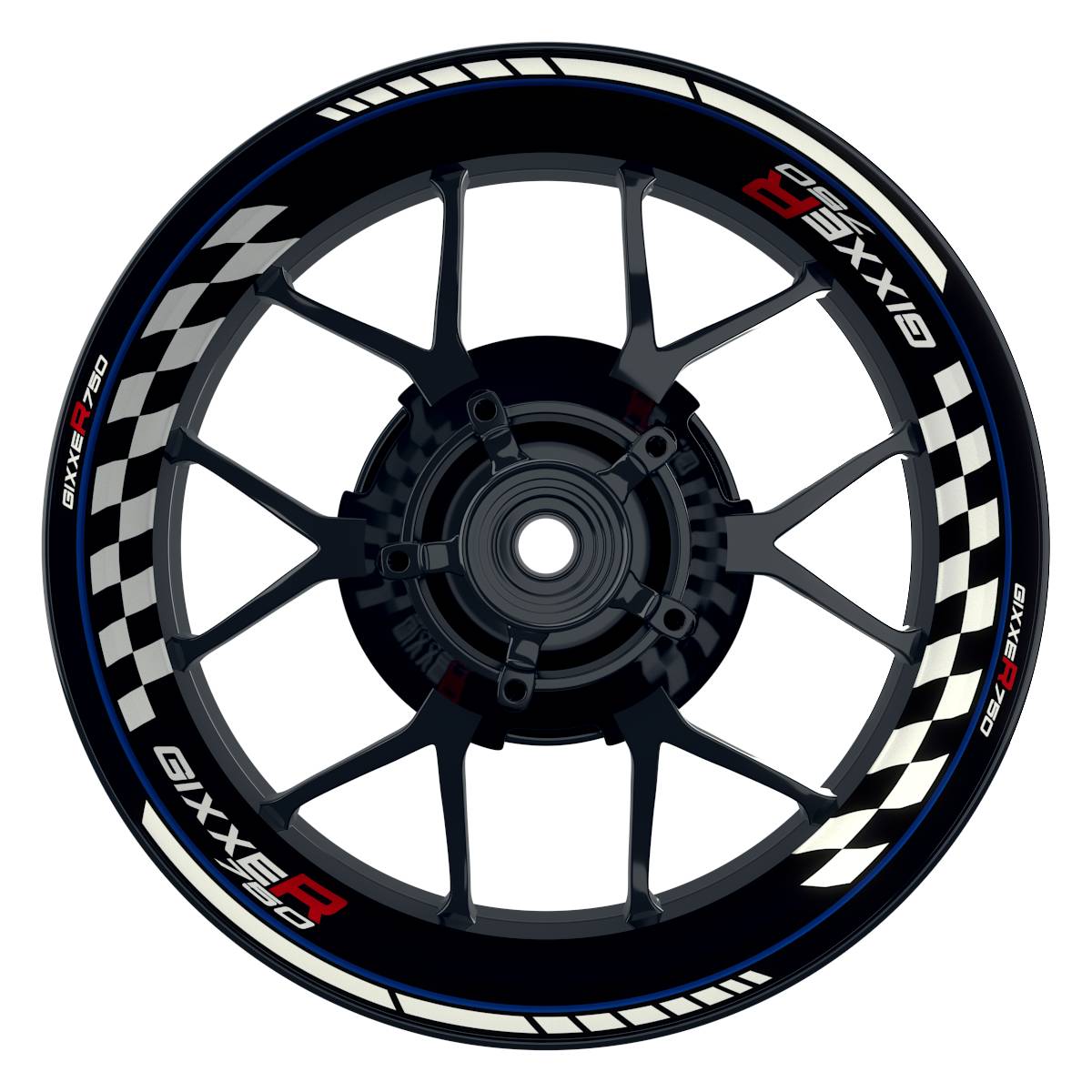 Suzuki GSXR 750 Felgenaufkleber GIXXER 750 Grid Wheelsticker Premium blau