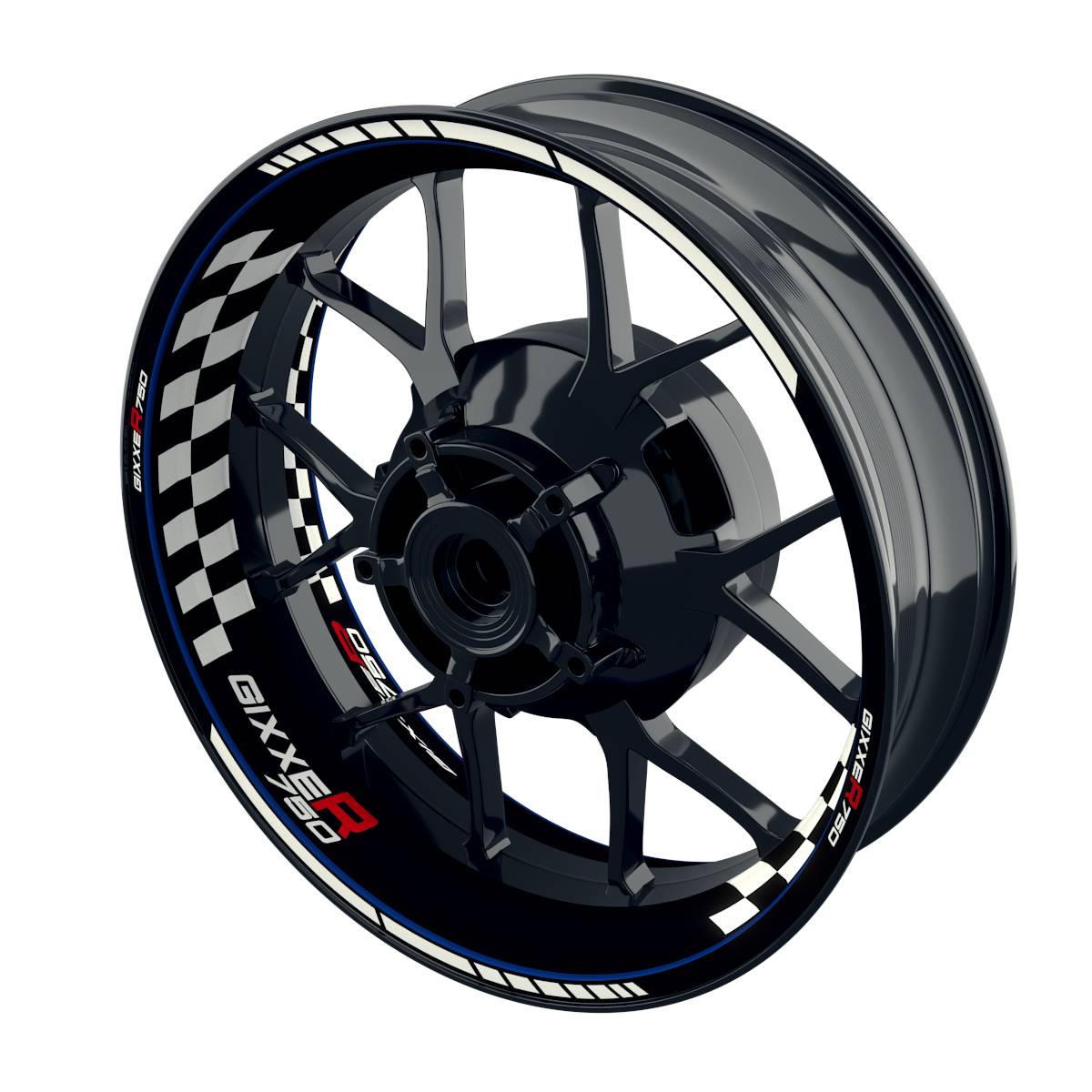 Suzuki GSXR 750 Felgenaufkleber GIXXER 750 Grid Wheelsticker Premium blau