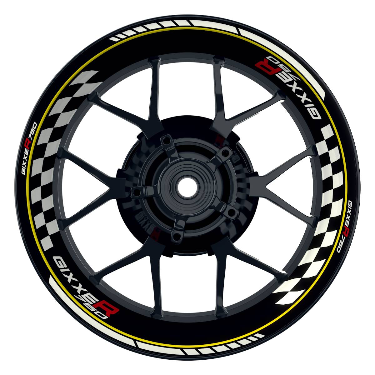 Suzuki GSXR 750 Felgenaufkleber GIXXER 750 Grid Wheelsticker Premium gelb