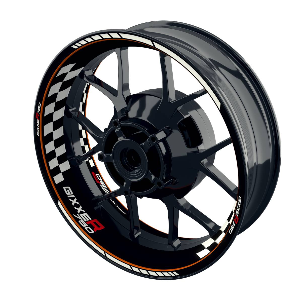 Suzuki GSXR 750 Felgenaufkleber GIXXER 750 Grid Wheelsticker Premium orange