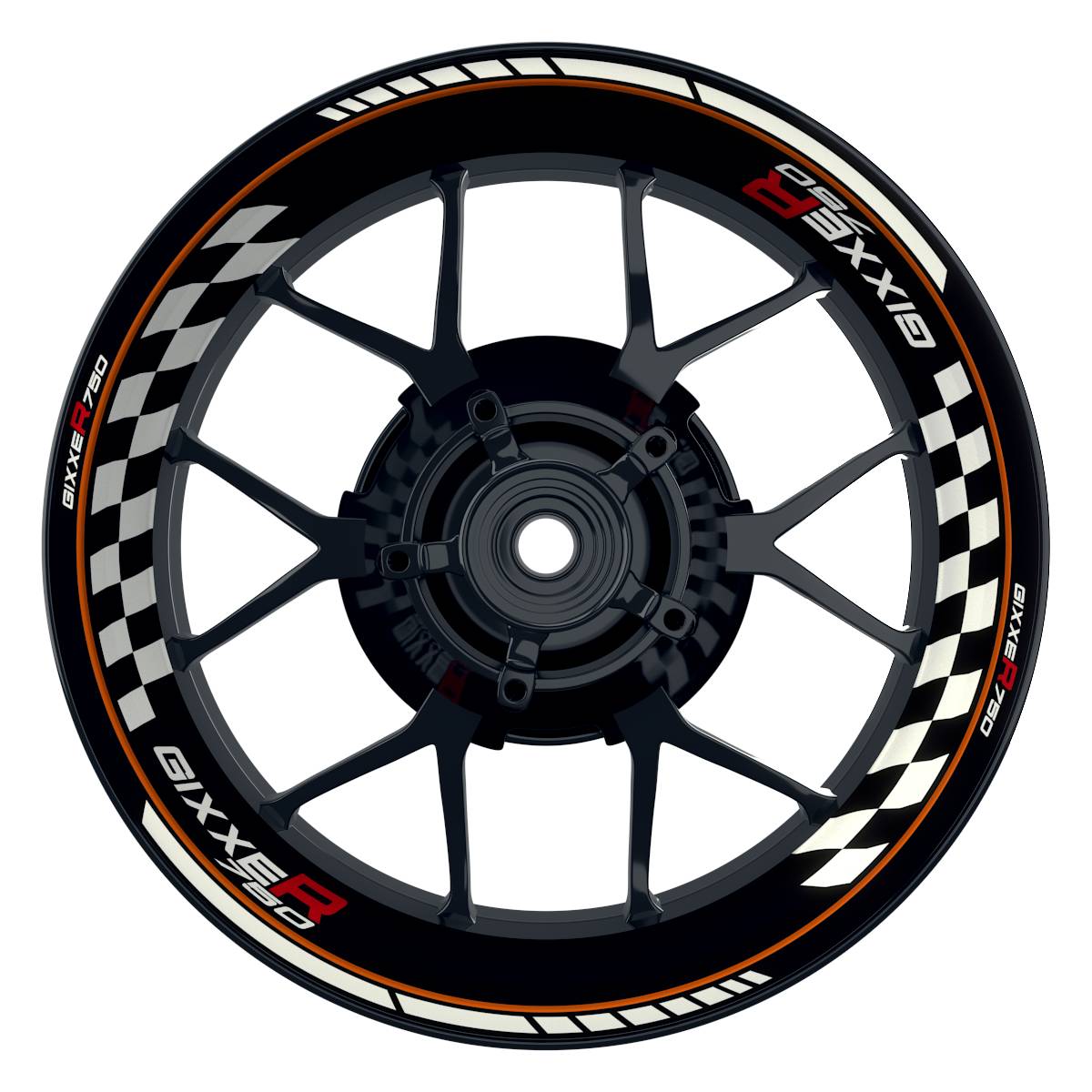 Suzuki GSXR 750 Felgenaufkleber GIXXER 750 Grid Wheelsticker Premium orange