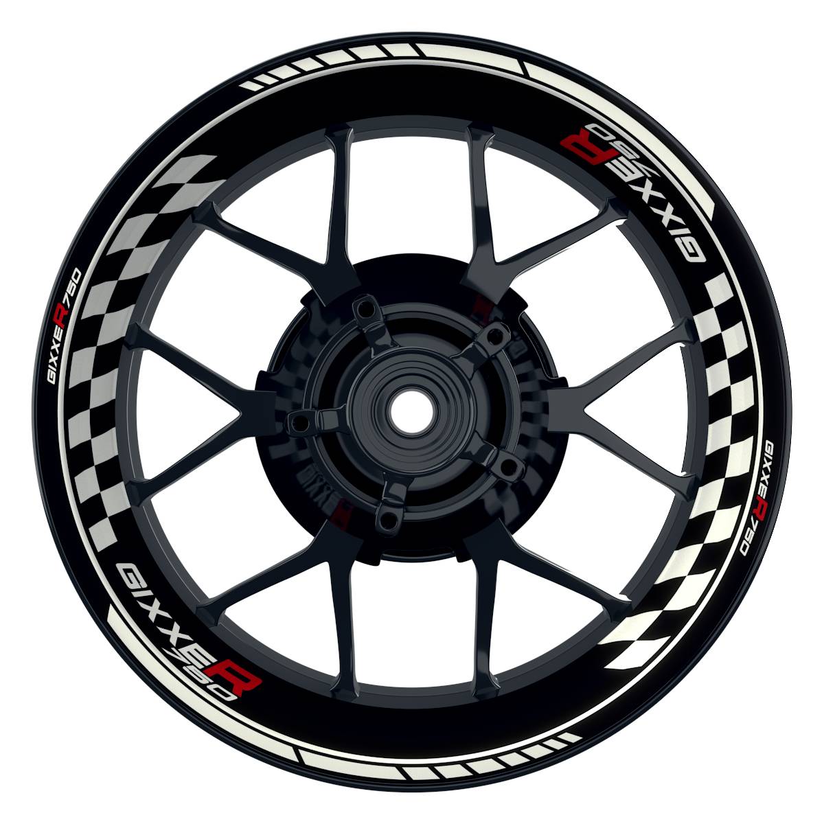 Suzuki GSXR 750 Felgenaufkleber GIXXER 750 Grid Wheelsticker Premium weiss