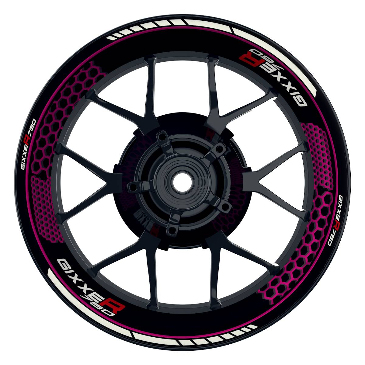 Suzuki GSXR 750 Felgenaufkleber GIXXER 750 Hexagon Wheelsticker Premium pink