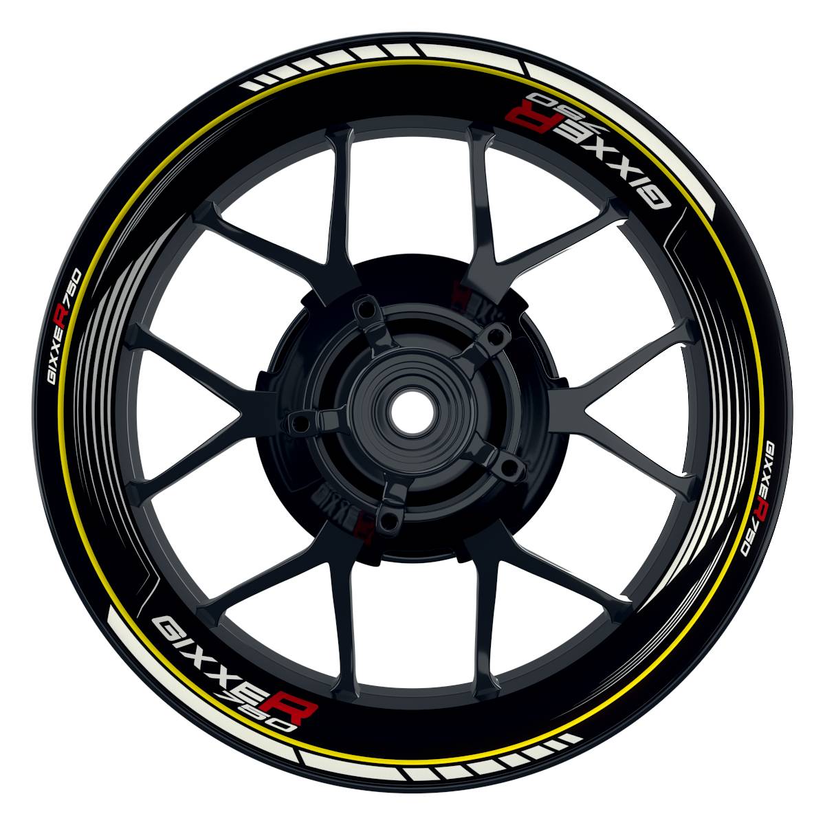 Suzuki GSXR 750 Felgenaufkleber GIXXER 750 SAW Wheelsticker Premium gelb