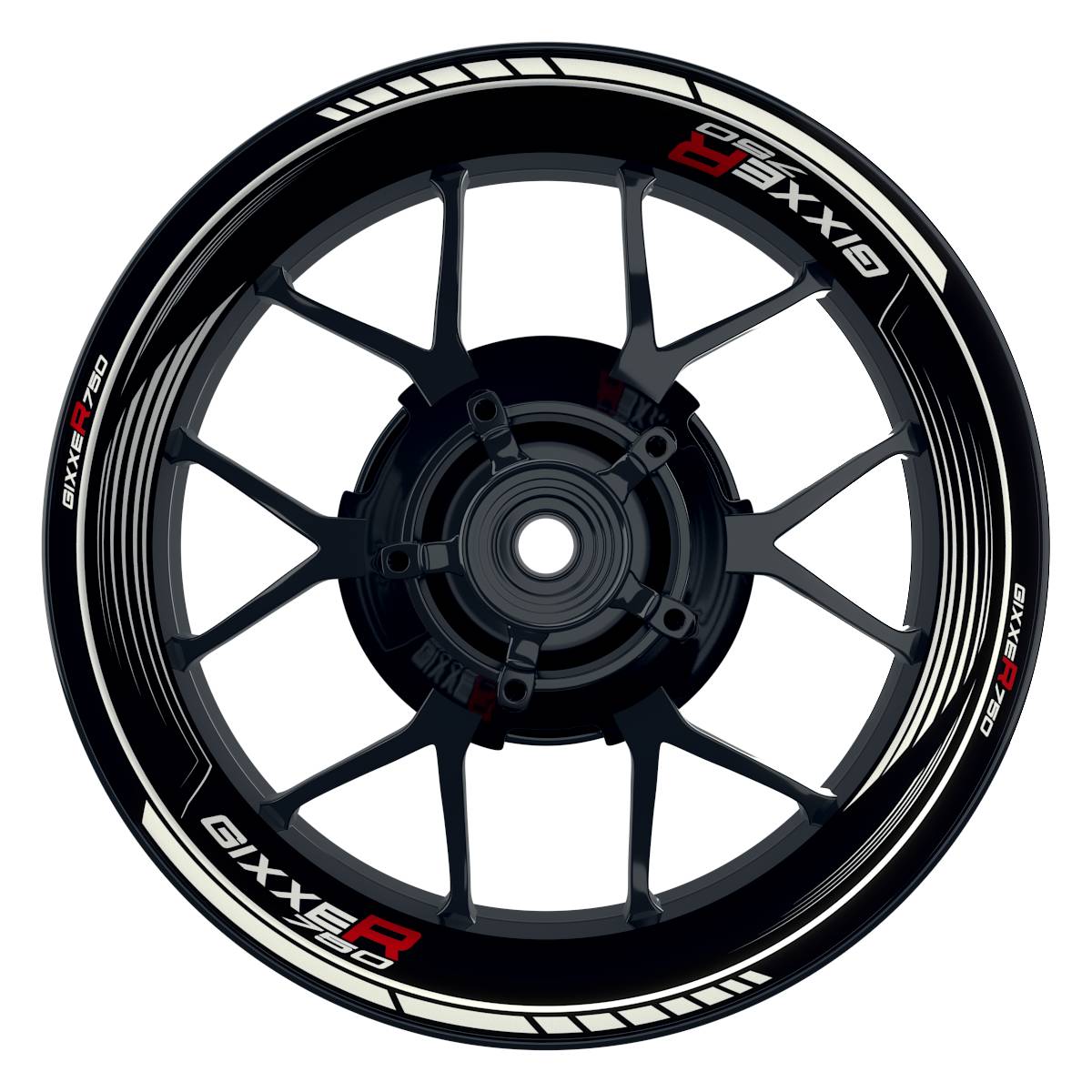 Suzuki GSXR 750 Felgenaufkleber GIXXER 750 SAW Wheelsticker Premium weiss