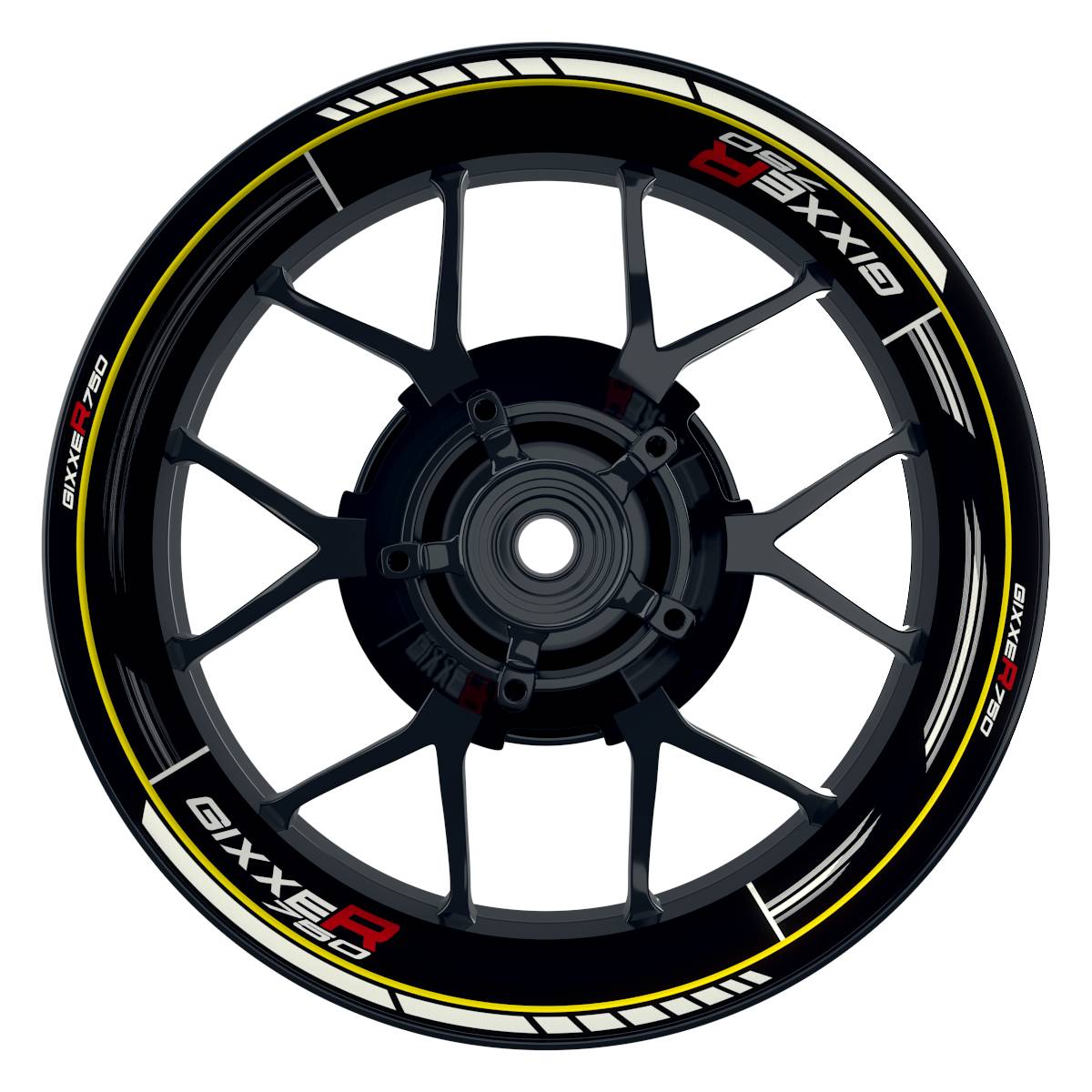 Suzuki GSXR 750 Felgenaufkleber GIXXER 750 Scratched Wheelsticker Premium gelb