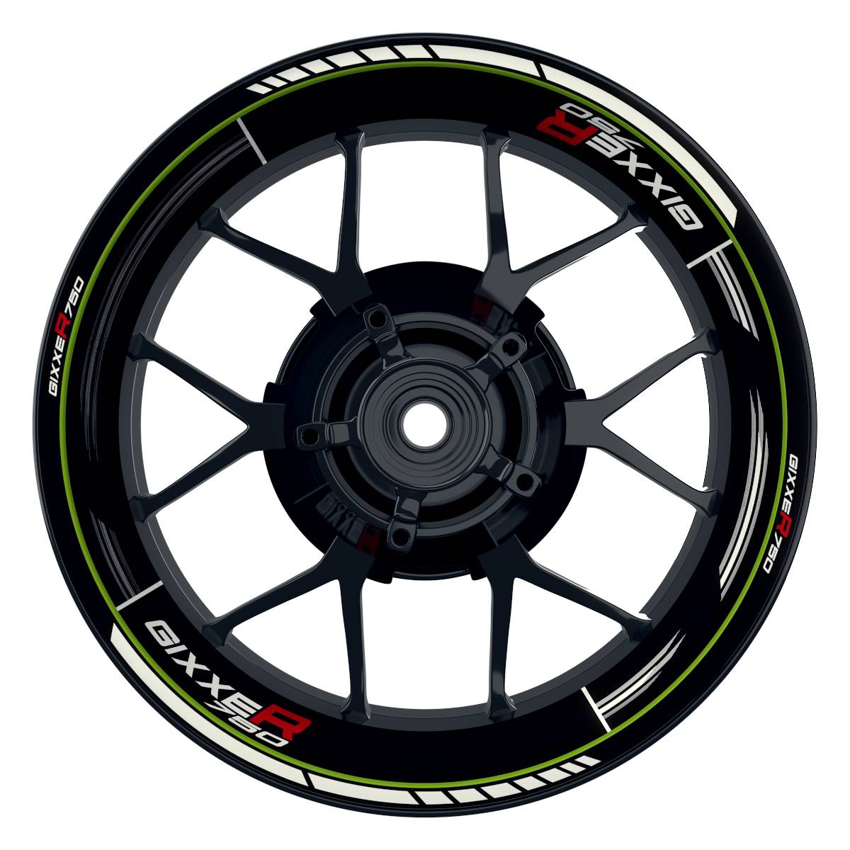 Suzuki GSXR 750 Felgenaufkleber GIXXER 750 Scratched Wheelsticker Premium grün
