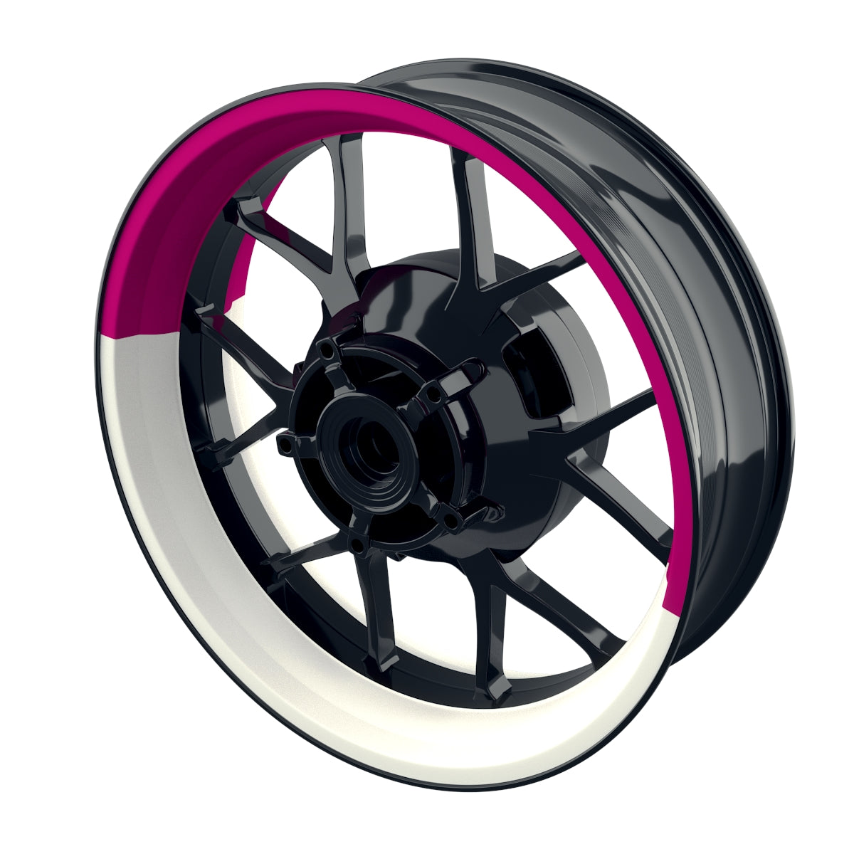Felgenaufkleber Halb halb weiss Wheelsticker Premium pink