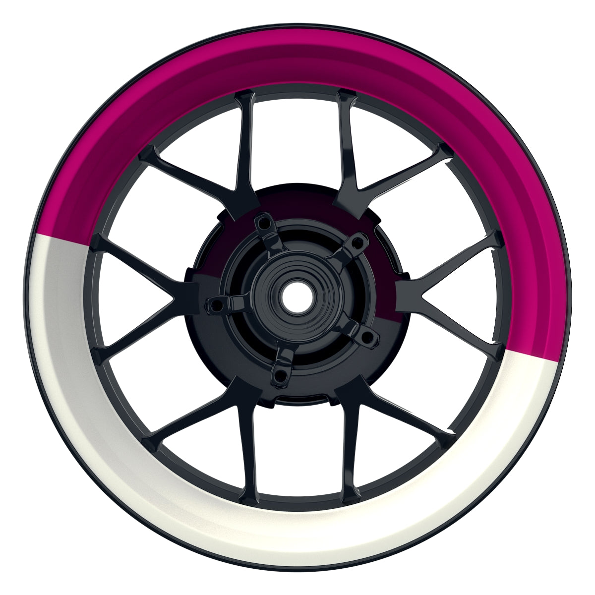 Felgenaufkleber Liqui Moly Design halb halb weiss Premium geteilt pink