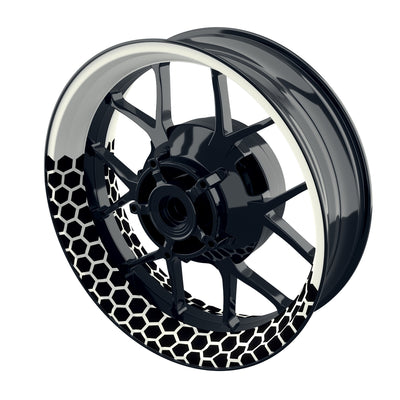 Felgenaufkleber Hexagon halb halb schwarz Wheelsticker Premium weiss