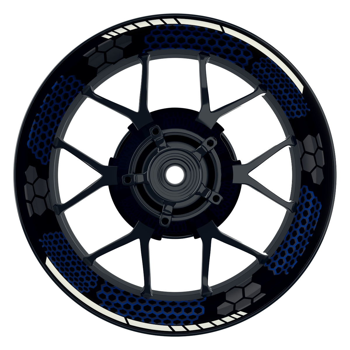 Felgenaufkleber Hexagon schwarz neutral NEU Wheelsticker Premium blau