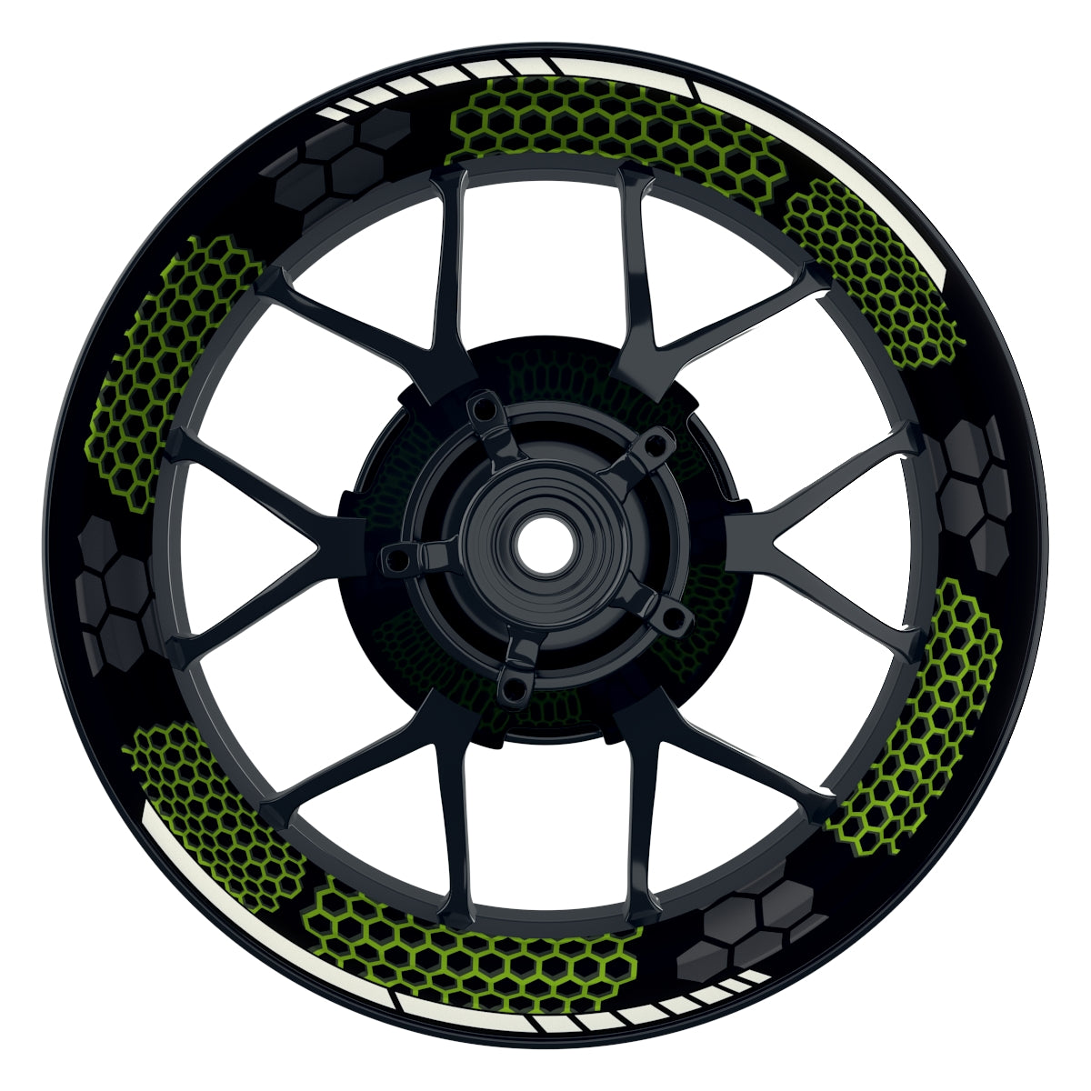 Felgenaufkleber Hexagon schwarz neutral NEU Wheelsticker Premium grün