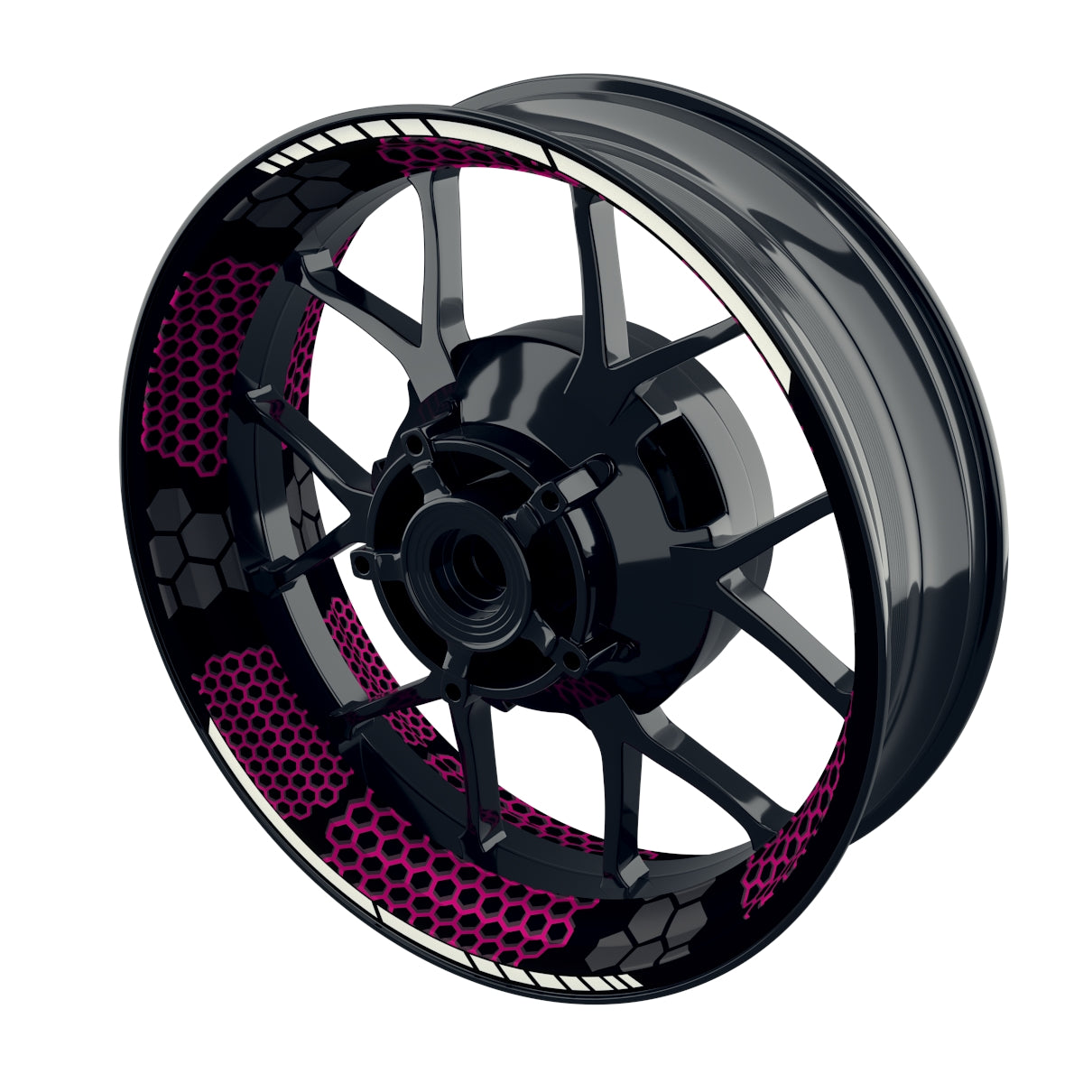 Felgenaufkleber Hexagon schwarz neutral NEU Wheelsticker Premium pink
