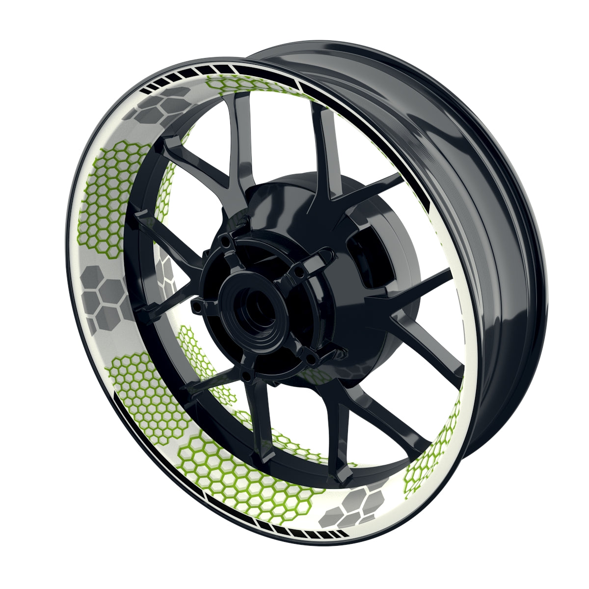 Felgenaufkleber Hexagon weiss neutral Wheelsticker Premium grün