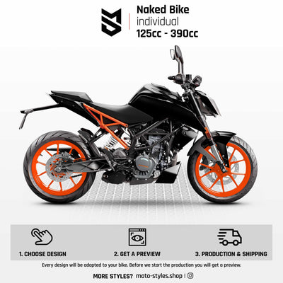 Kit grafiche personalizzate - Naked Bike 125ccm - 390ccm