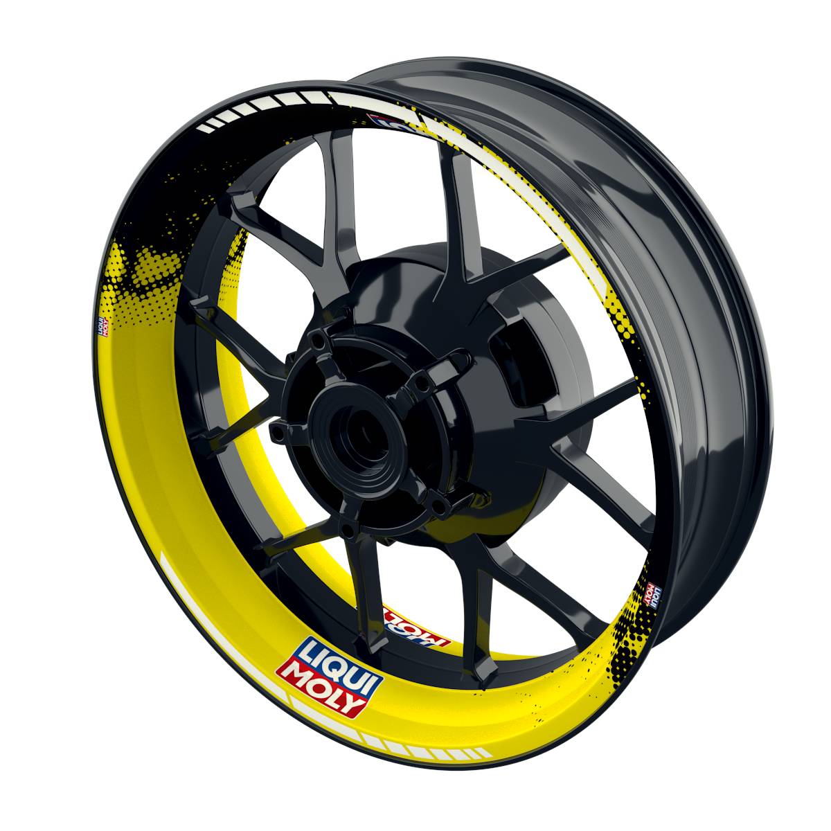 Felgenaufkleber Liqui Moly Motiv DOTS schwarz Wheelsticker Premium gelb