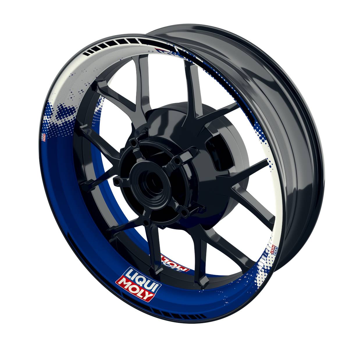 Felgenaufkleber Liqui Moly Motiv DOTS weiss Wheelsticker Premium blau