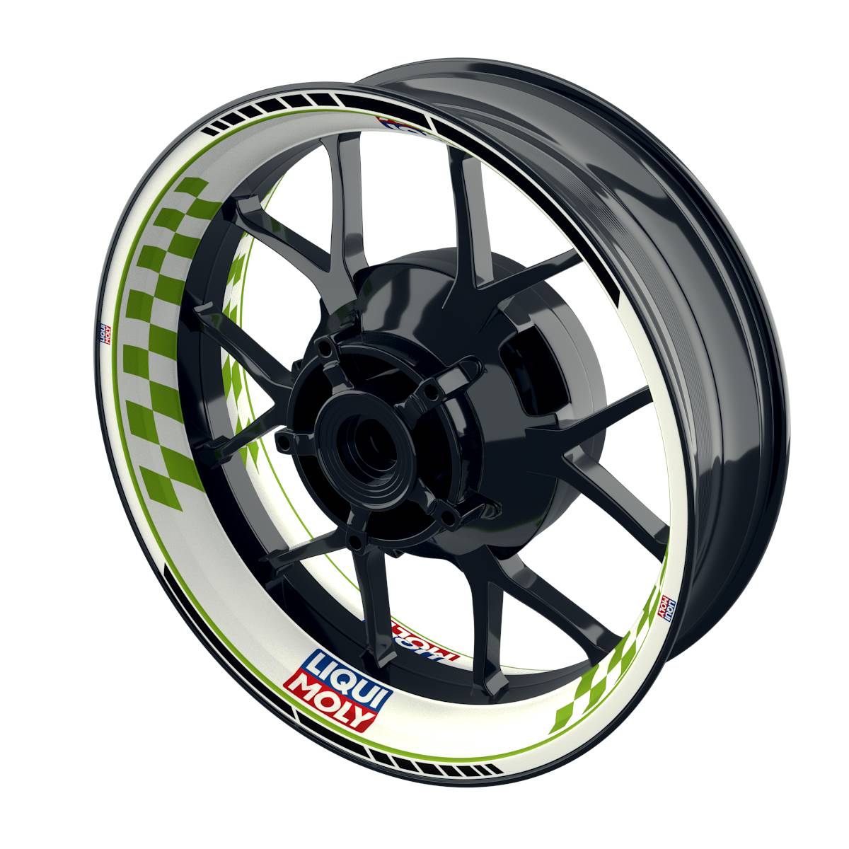 Felgenaufkleber Liqui Moly Motiv GRID weiss Wheelsticker Premium grün