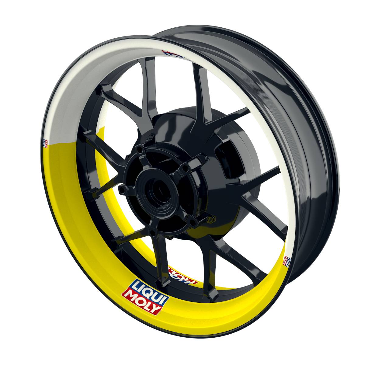 Felgenaufkleber Liqui Moly Motiv Halb Halb weiss Wheelsticker Premium gelb