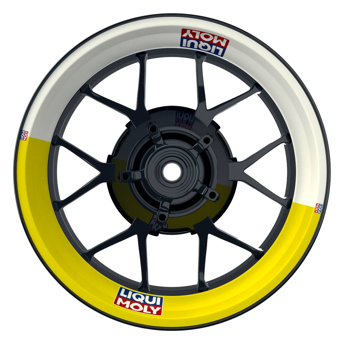Felgenaufkleber Liqui Moly Motiv Halb Halb weiss Wheelsticker Premium gelb