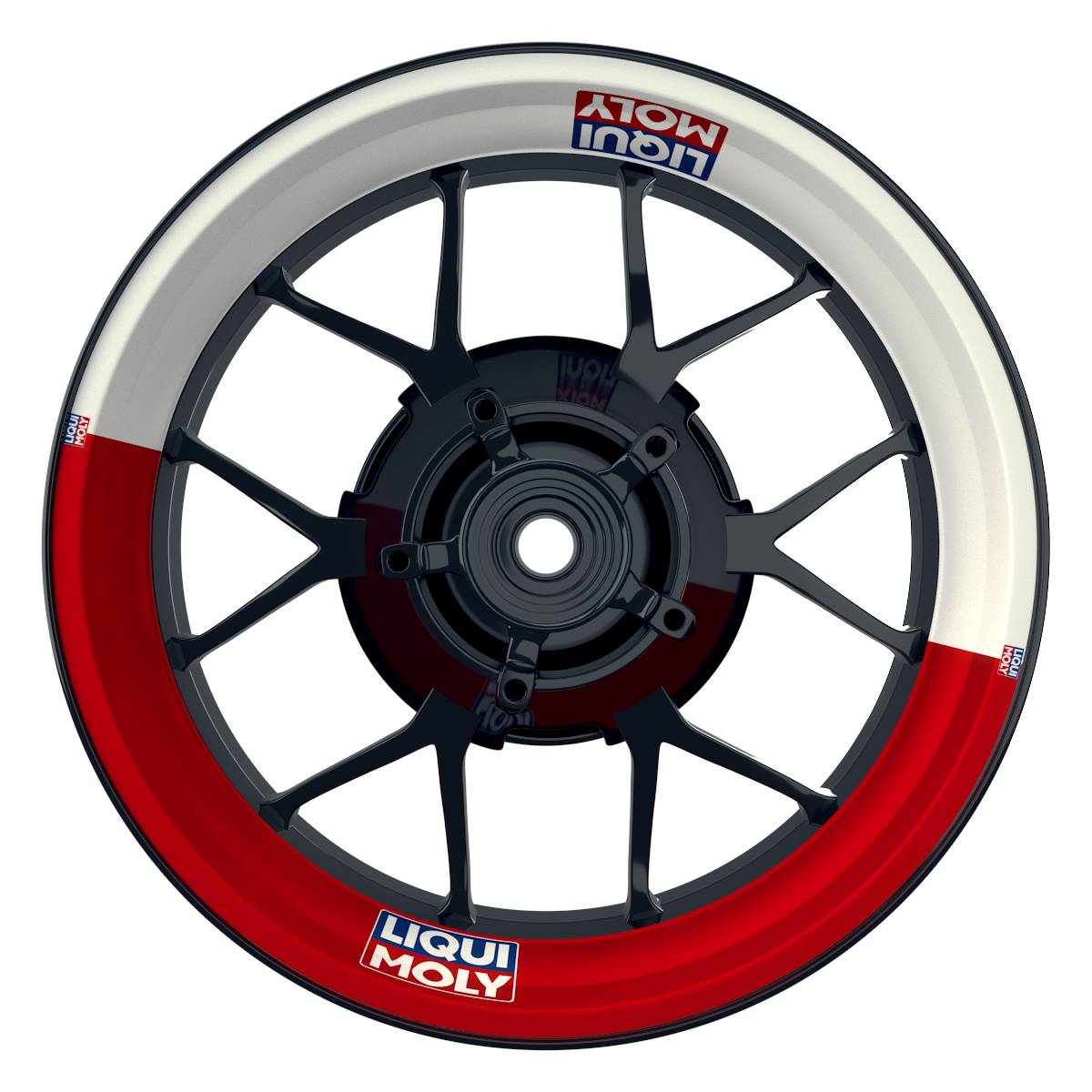 Felgenaufkleber Liqui Moly Motiv Halb Halb weiss Wheelsticker Premium rot